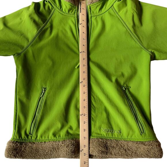 Marmot Green Fur Trimmed Soft Shell Women's Jacket Size Large - Picture 10 of 12